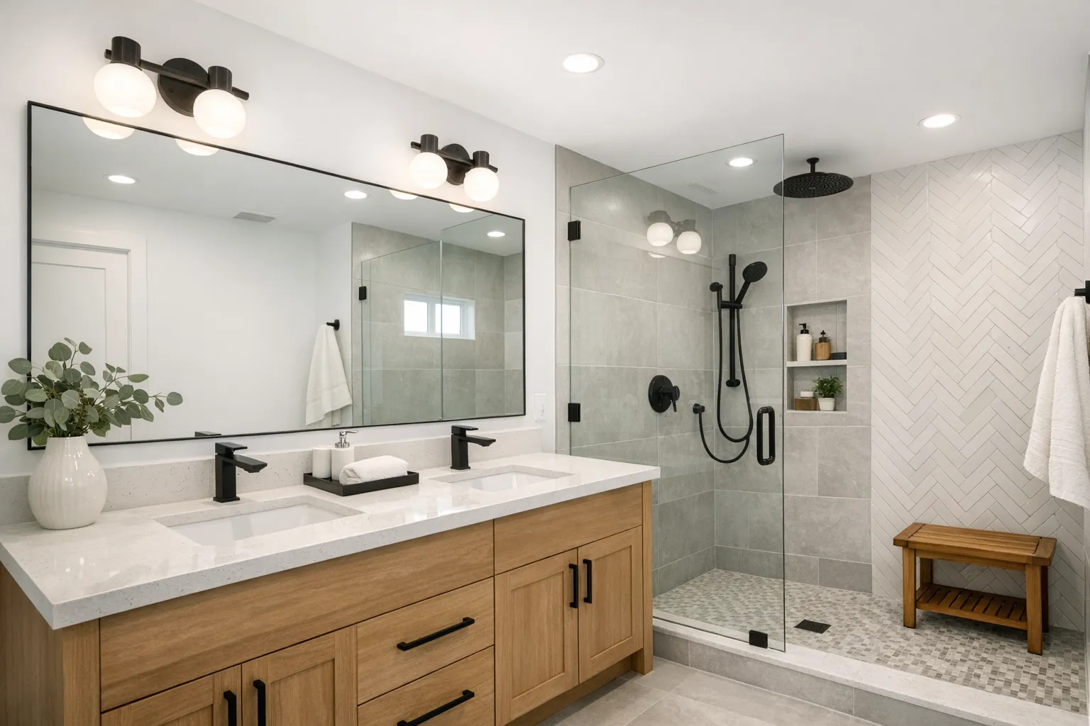 Beautiful modern bathroom after renovation
