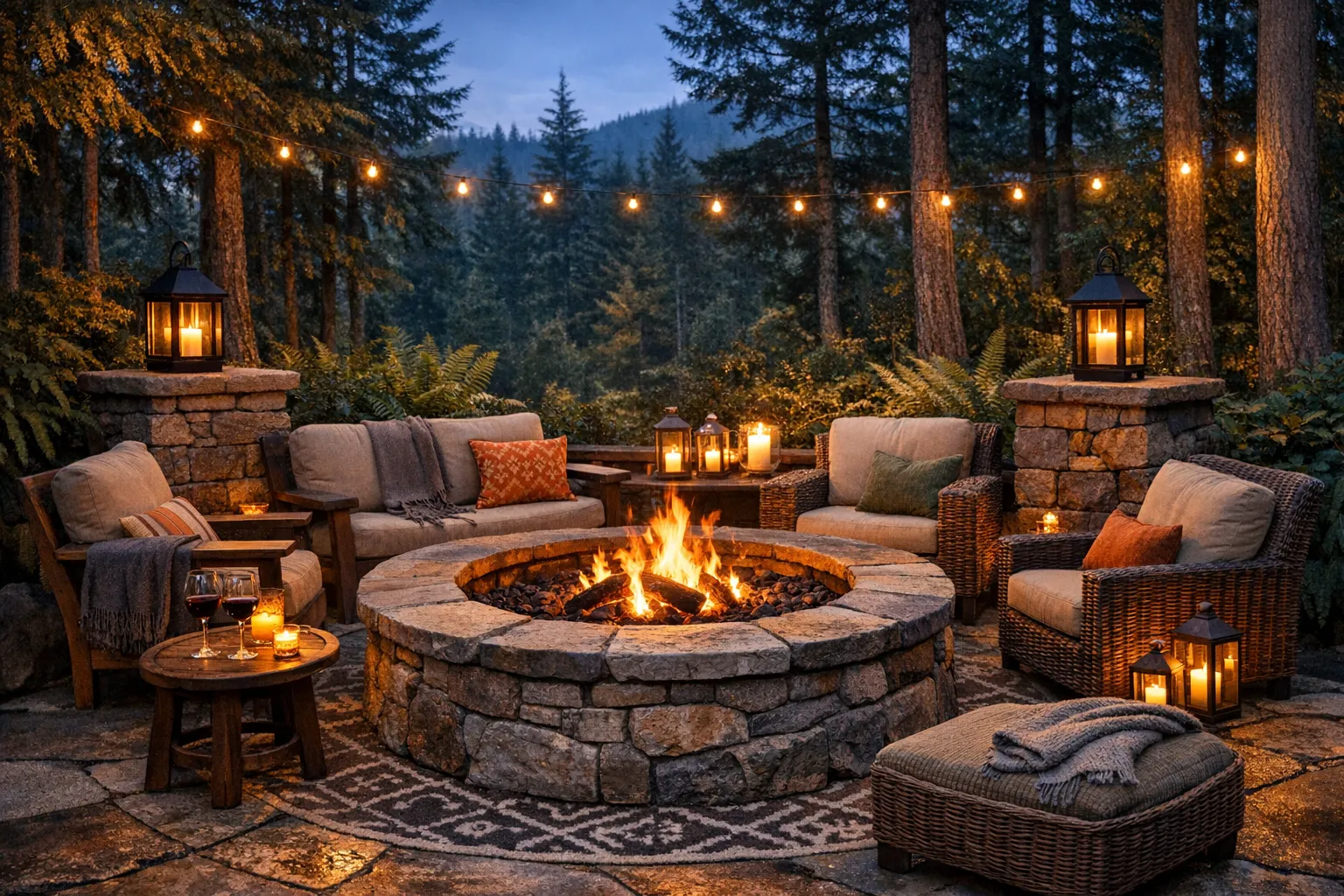 Cozy outdoor fire pit area with comfortable seating