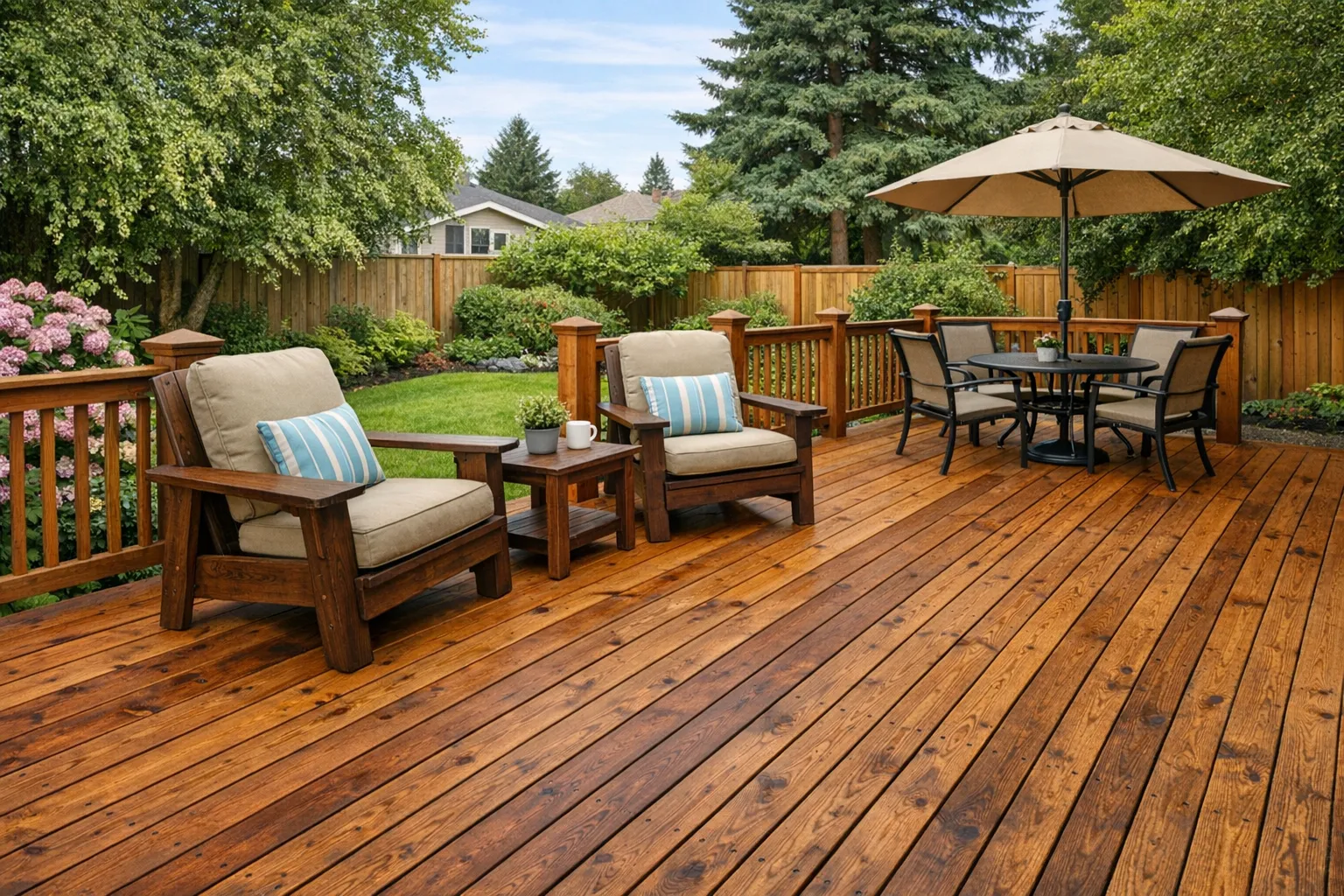 Classic cedar wood deck