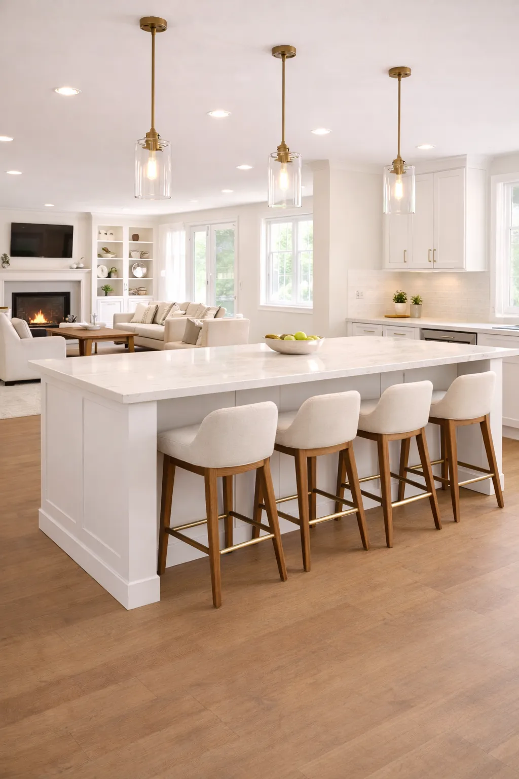 Beautiful open concept kitchen flowing into living room