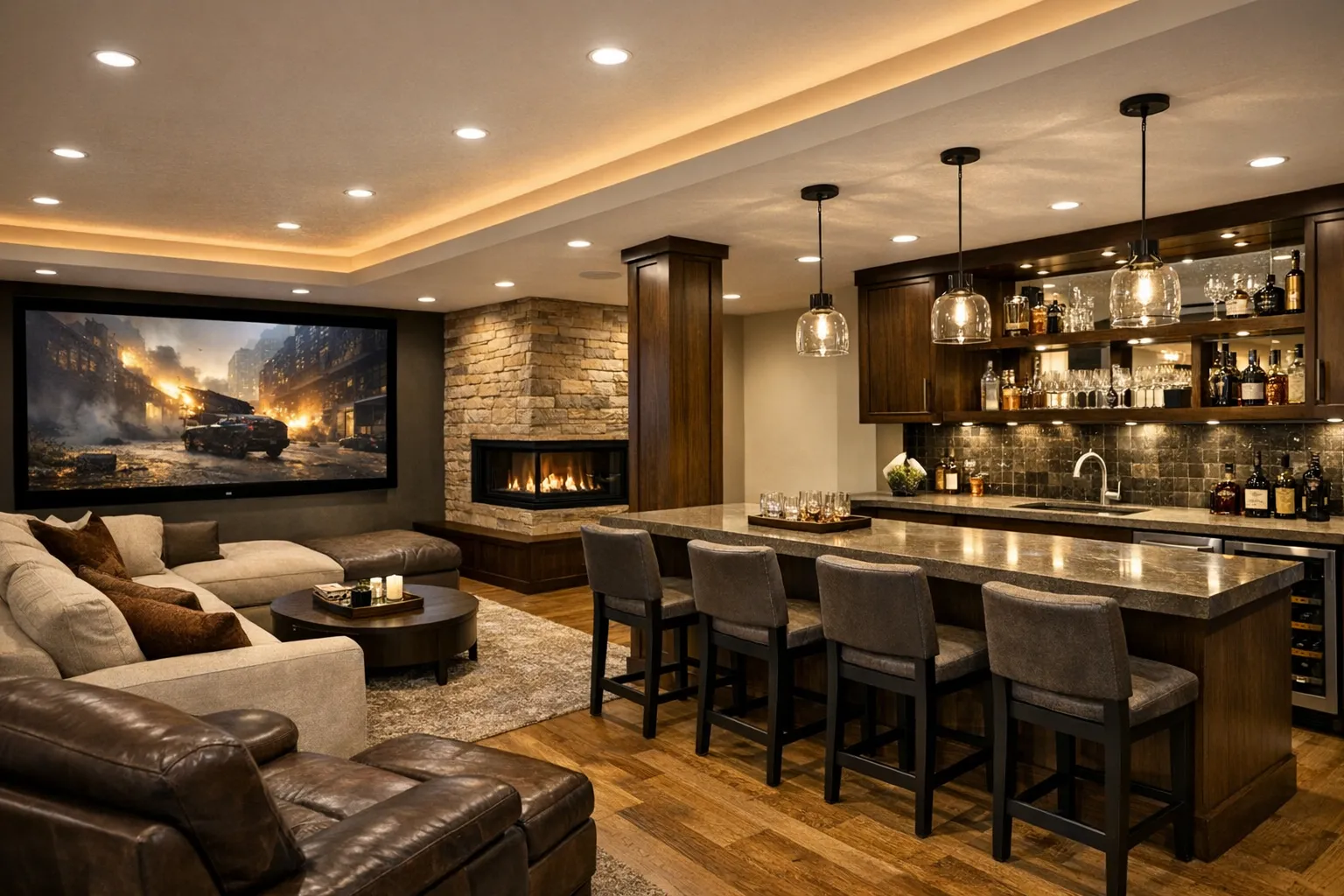 Basement finishing in Spokane Valley - home theaters and guest suites